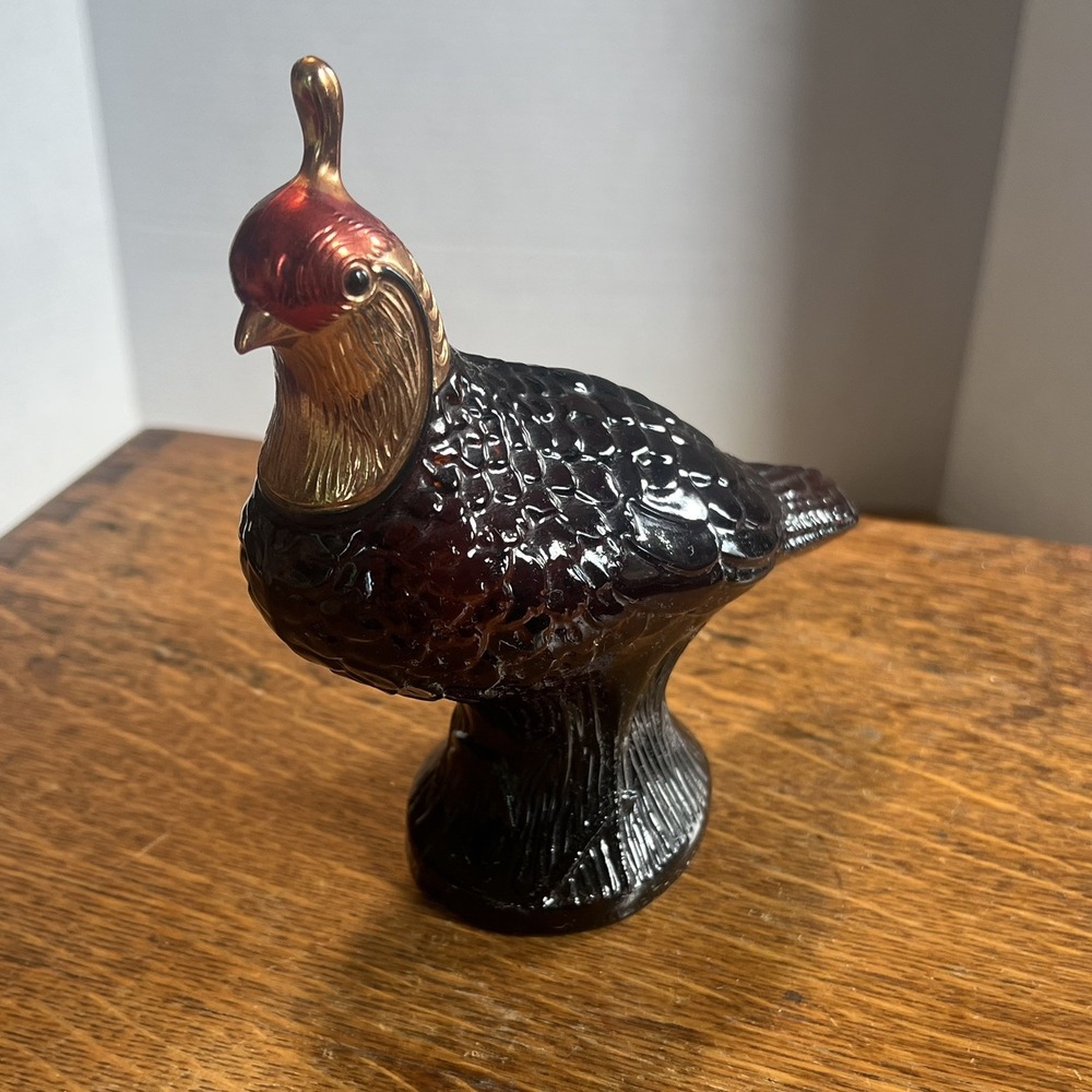 Avon Quail Aftershave Bottle Vintage Deep Woods Decanter 1970s Glass Bird Brown